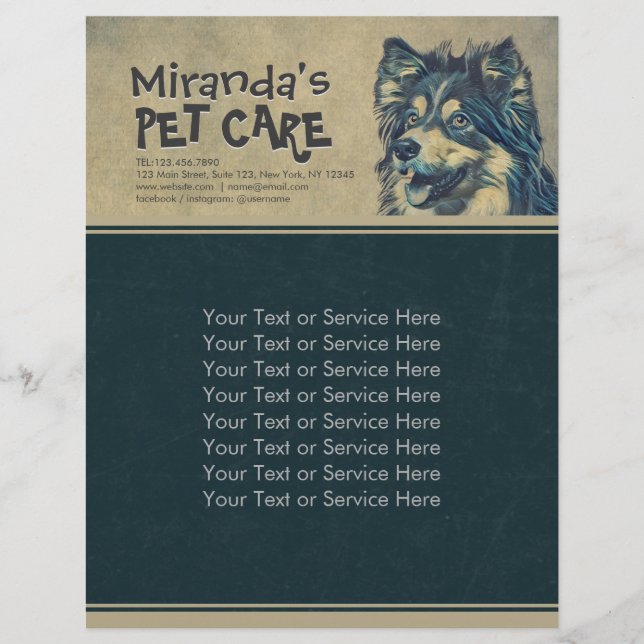 Pet Care Sitting Adorable Cartoon Dog Illustration Flyer (Front)