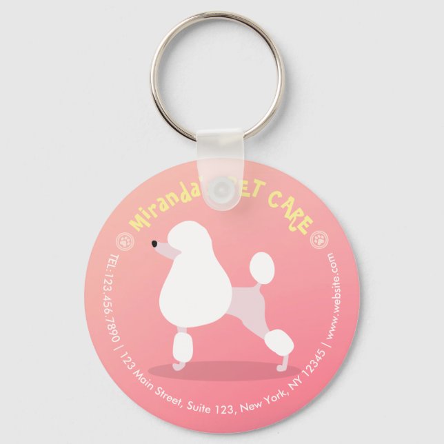 Pet Care Sitting Adorable Cartoon Dog Illustration Key Ring (Front)