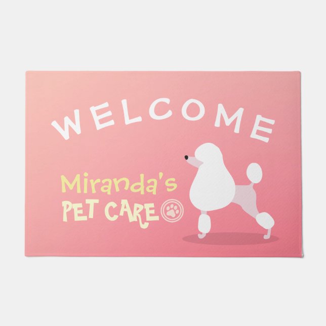 Pet Care Sitting Adorable Cartoon Dog Welcome Doormat (Front)