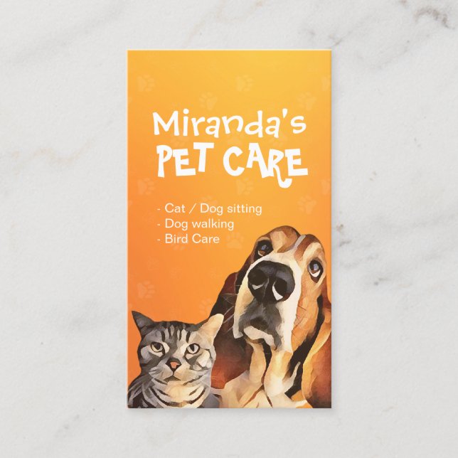 Pet Care Sitting Bathing and Grooming Appointment Card (Front)