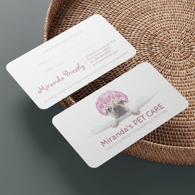 Pet Care Sitting Bathing and Grooming Beauty Salon Appointment Card (Creator Uploaded)