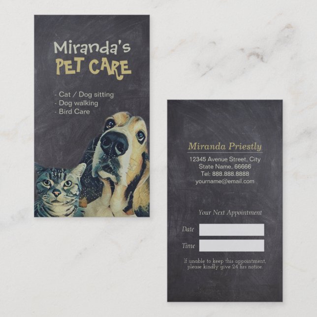 Pet Care Sitting Bathing and Grooming Beauty Salon Appointment Card (Front/Back)