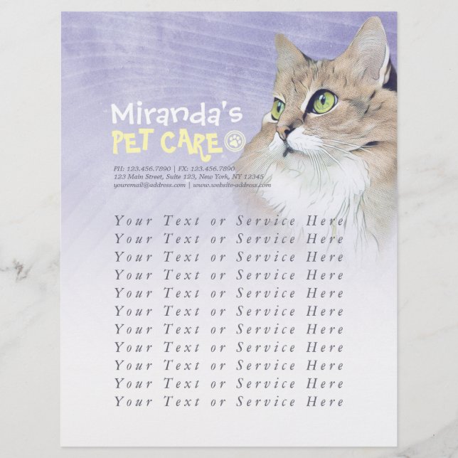 Pet Care Sitting Bathing Grooming Beauty Salon Cat Flyer (Front)