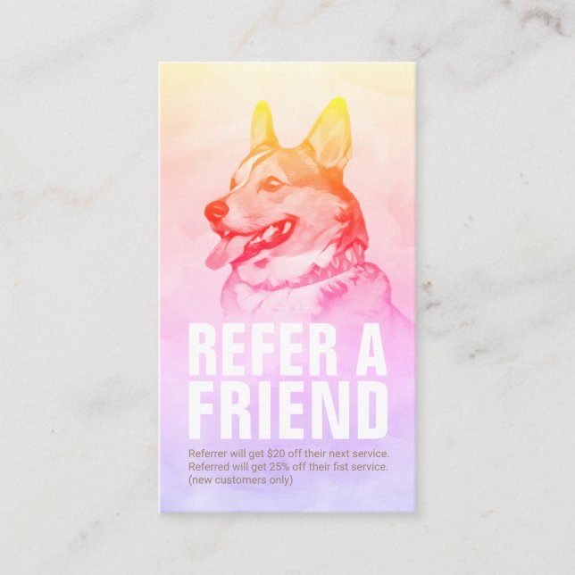 Pet Care Sitting Bathing & Grooming Referral Card (Front)