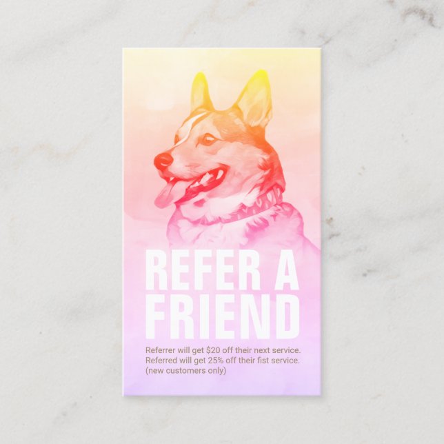 Pet Care Sitting Bathing & Grooming Referral Card (Front)