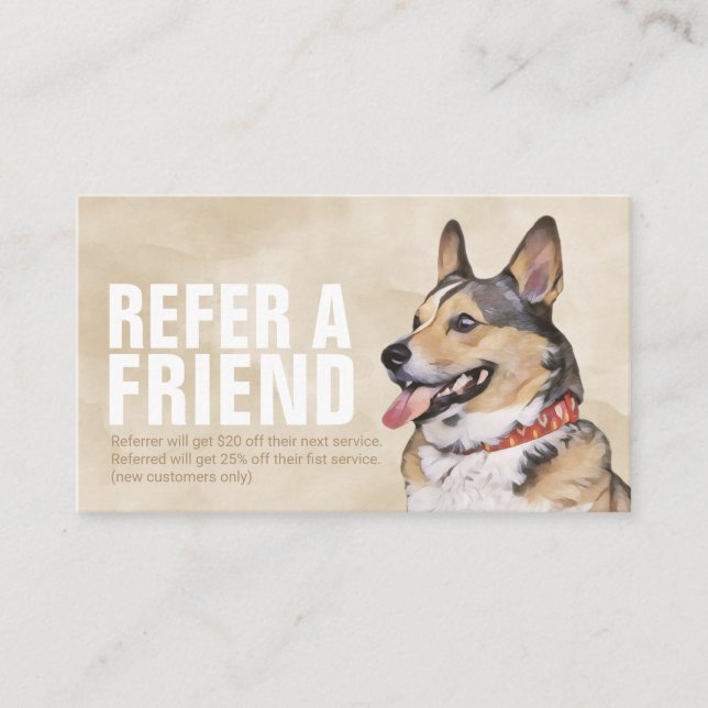 Pet Care Sitting Bathing & Grooming Referral Card (Front)