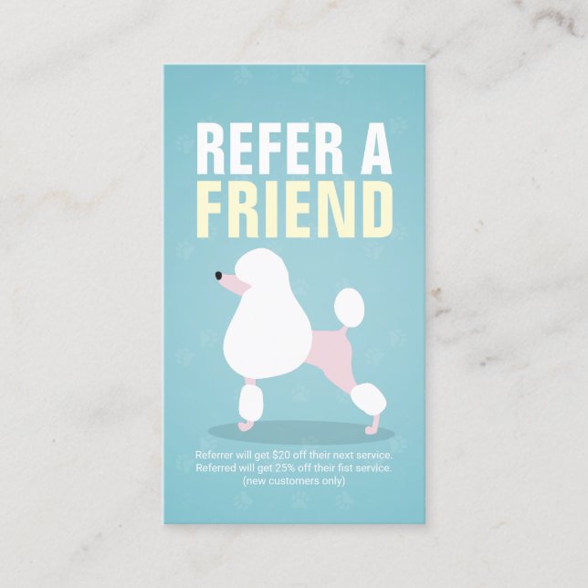 Pet Care Sitting Bathing & Grooming Referral Card (Front)