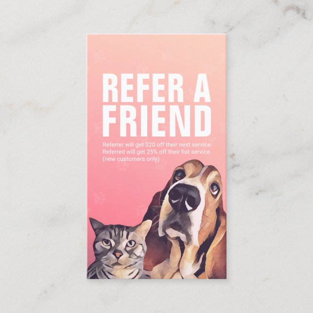 Pet Care Sitting Bathing & Grooming Referral Card (Front)