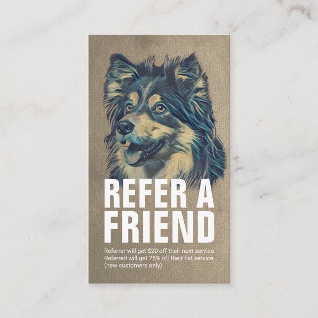 Pet Care Sitting Bathing & Grooming Referral Card (Front)