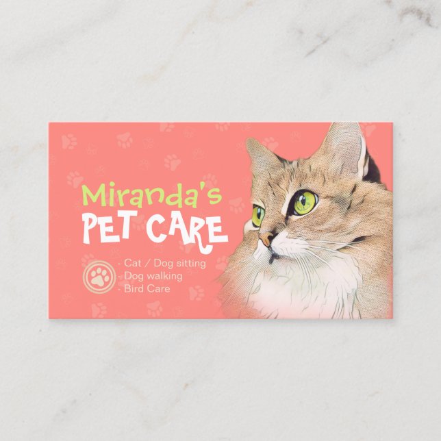 Pet Care Sitting Bathing & Grooming Referral Cards (Front)