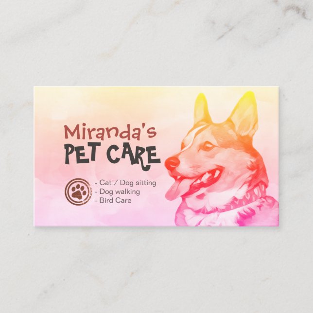 Pet Care Sitting Bathing & Grooming Referral Cards (Front)