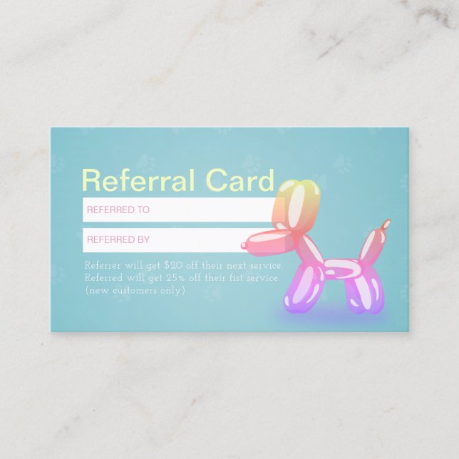 Pet Care Sitting Bathing & Grooming Referral Cards (Front)