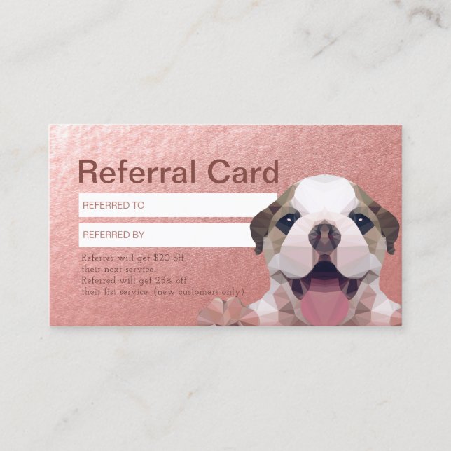Pet Care Sitting Bathing & Grooming Referral Cards (Front)