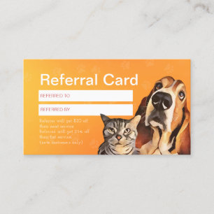 Pet Care Sitting Bathing & Grooming Referral Cards