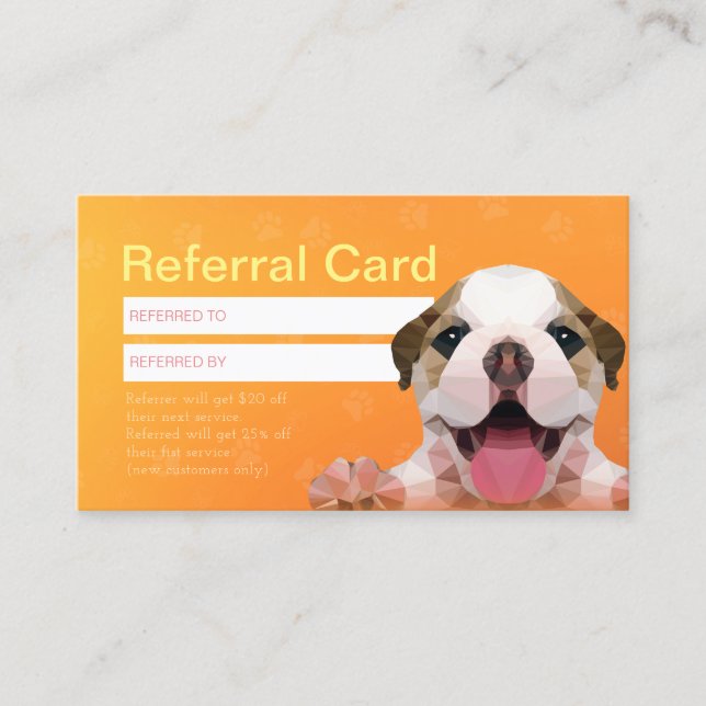 Pet Care Sitting Bathing & Grooming Referral Cards (Front)