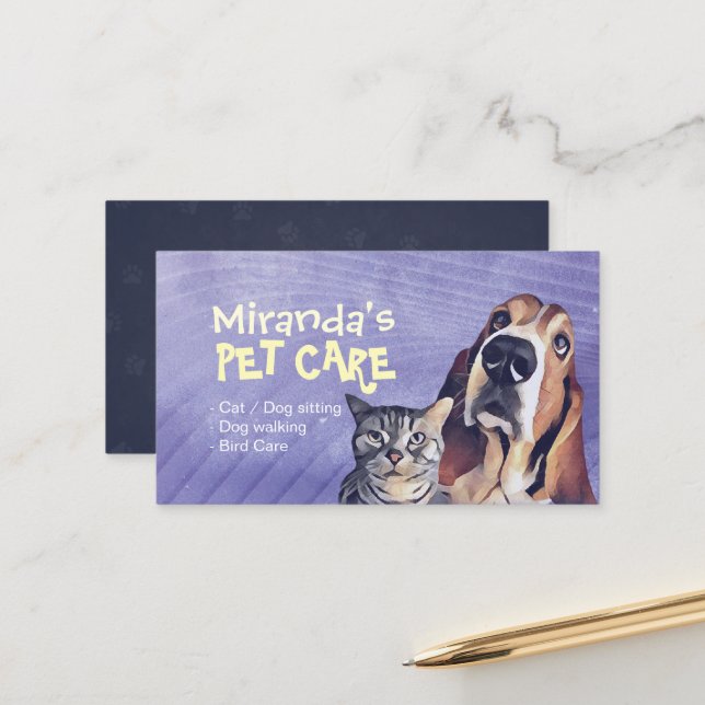 Pet Care Sitting Bathing Grooming Salon Food Shop  Appointment Card (Front/Back In Situ)