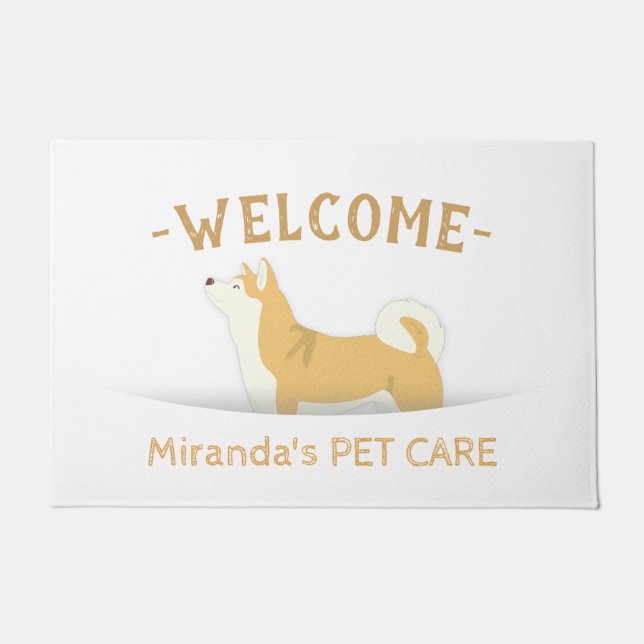 Pet Care Sitting Bathing Grooming Welcome Doormat (Front)