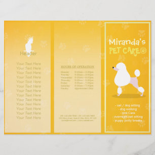 Pet Care Sitting Cartoon Dog Tri-Fold Brochures