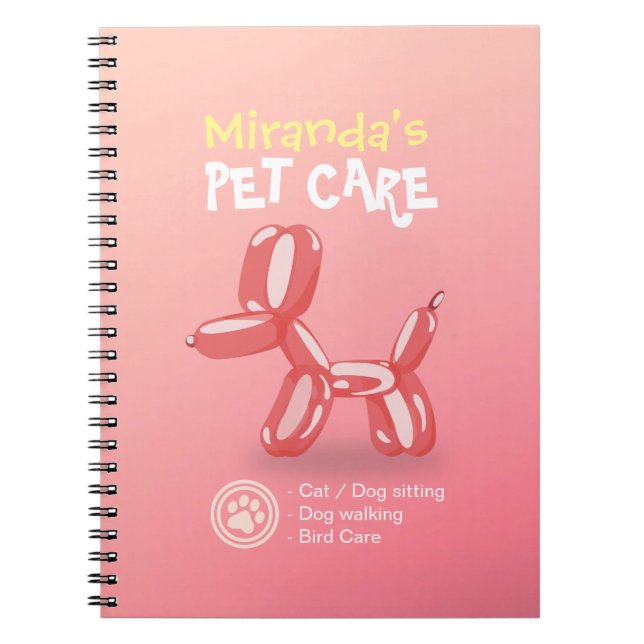 Pet Care Sitting Grooming Beauty Salon Dog Balloon Notebook (Front)