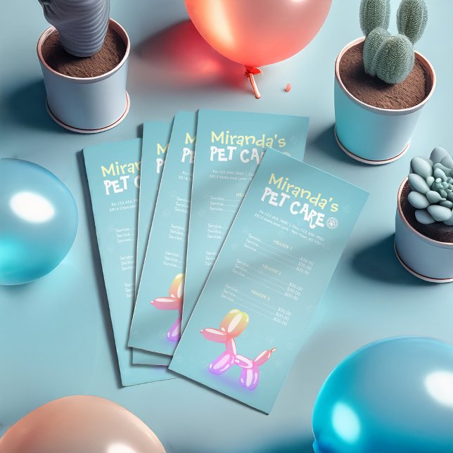 Pet Care Sitting Grooming Beauty Salon Price List Rack Card (Creator Uploaded)