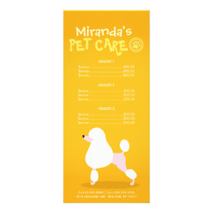 Pet Care Sitting Grooming Beauty Salon Price List Rack Card