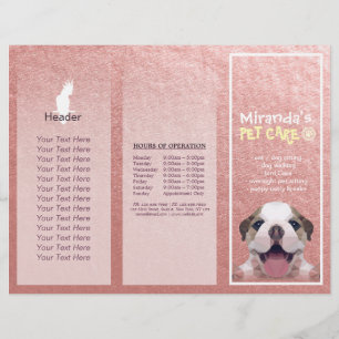 Pet Care Sitting Grooming Salon Tri-Fold Brochures