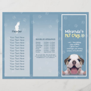 Pet Care Sitting Grooming Salon Tri-Fold Brochures