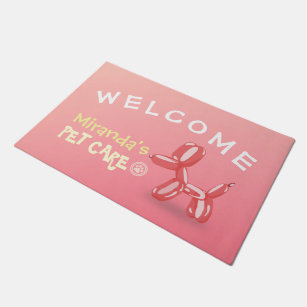 Pet Care Sitting Grooming Welcome Cute Dog Balloon Doormat