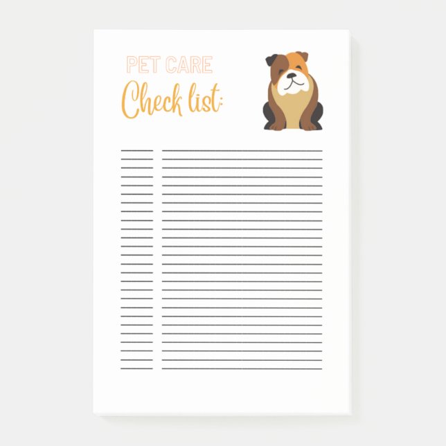 PET CARE  TO DO LIST POST-IT NOTES (Front)