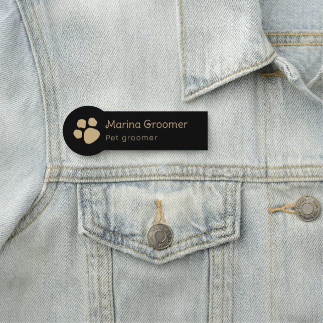 Pet Care Veterinarian Black Simple Name Tag (In Situ)