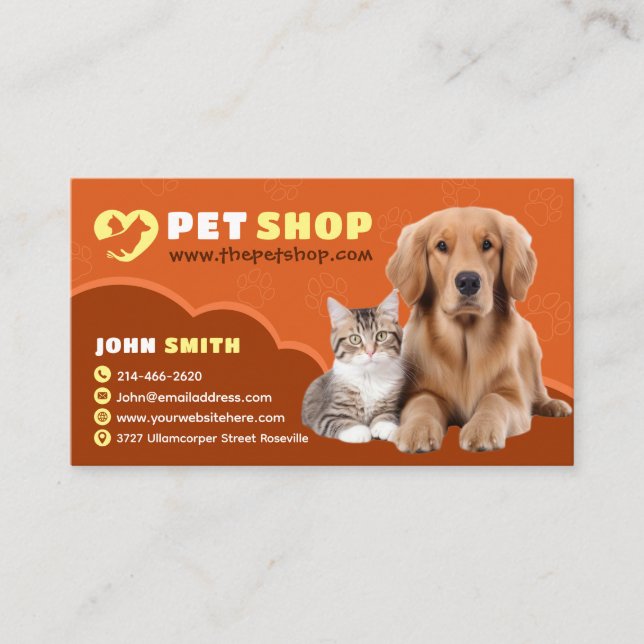 Pet care, Veterinary Doctor, Vet, Animal Clinic Business Card (Front)