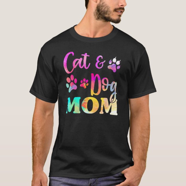 Pet Cat And Dog Mom Tie Dye  Mother s Day Womens T-Shirt (Front)