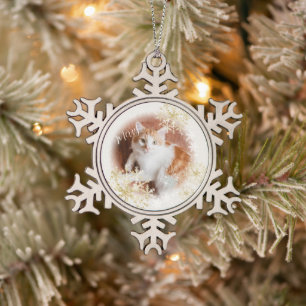 Pet Cat Christmas White Ornament
