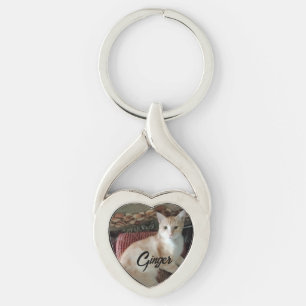 Pet Cat Custom Photo with Customisable Name  Key Ring