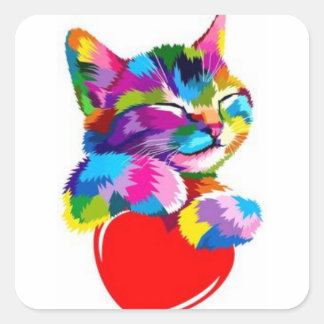 pet cat design square sticker