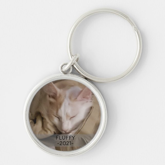 Pet Cat Dog Photo Name Template Key Ring (Front)