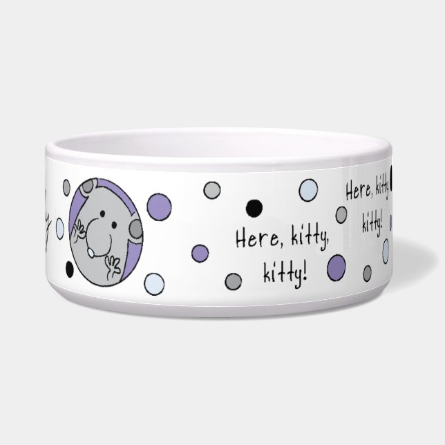 Pet CAT Large Blue Pet Bowl "Here,Kitty,Kitty!" (Right)