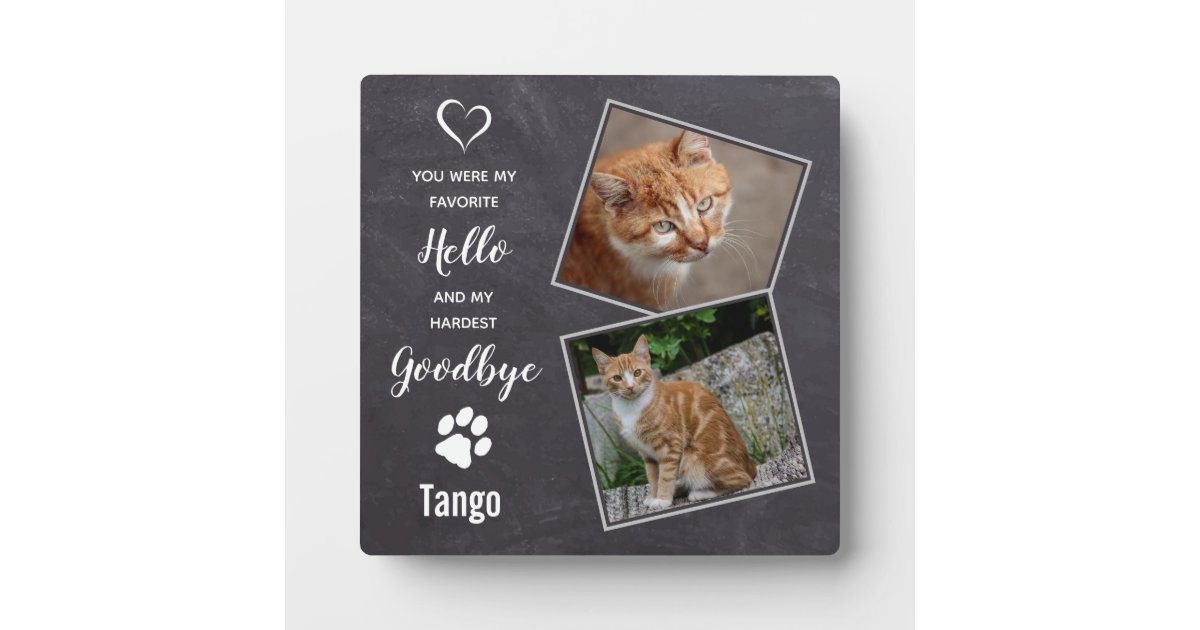 Pet Cat Memorial Gift Hello Goodbye Quote Pet Loss Plaque