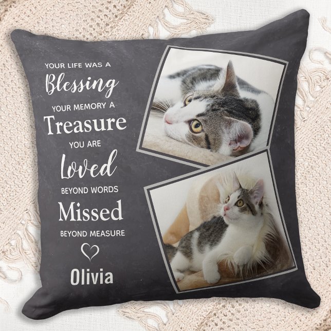 Pet Cat Memorial- Pet Sympathy Quote Cat Pet Photo Cushion (Creator Uploaded)