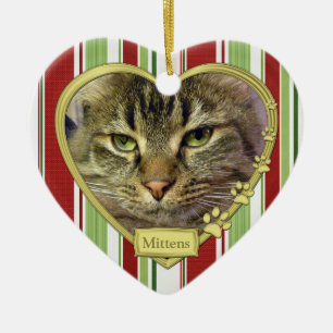 Pet Cat Memorial Photo Christmas Ornament - heart
