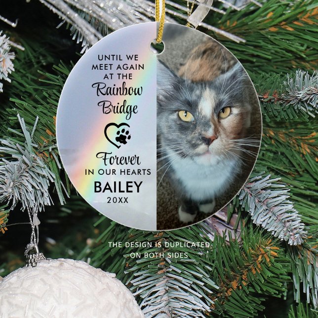 Pet Cat Memorial Photo Rainbow Bridge Ceramic Tree Decoration (Creator Uploaded)
