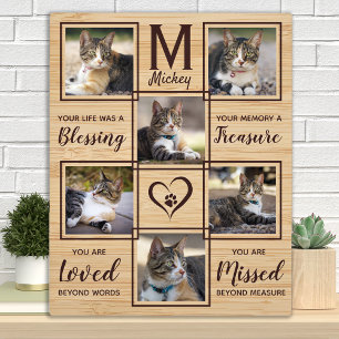 Pet Cat Memorial Unique Photo Collage Plaque