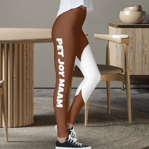 Pet Cat Mum Chestnut Brown White Customised Text Leggings