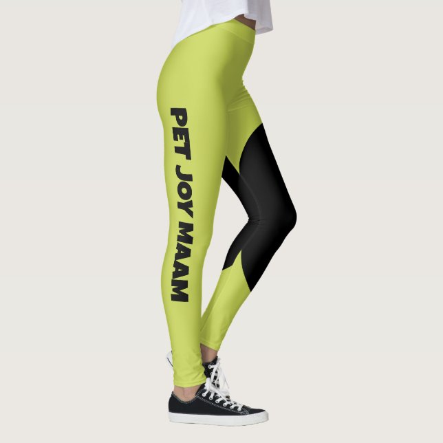 Pet Cat Mum Name Apple Green Black Customised Text Leggings (Right)