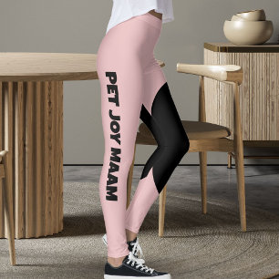 Pet Cat Mum Name Dusty Rose Black Customised Text Leggings