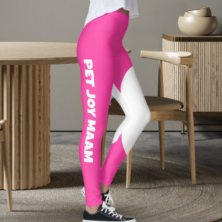 Pet Cat Mum Name Electric Pink White Custom Text Leggings