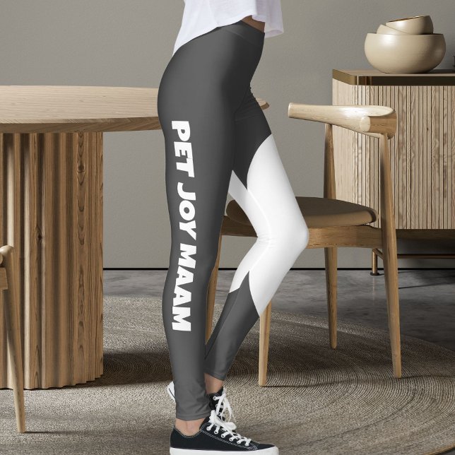 Pet Cat Mum Name Grey White Fun Customised Text Leggings (Creator Uploaded)