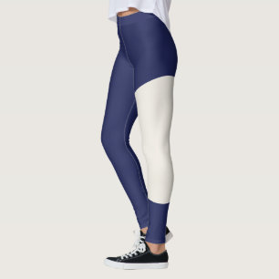 Pet Cat Mum Navy Blue Solid Ivory Customised Text Leggings