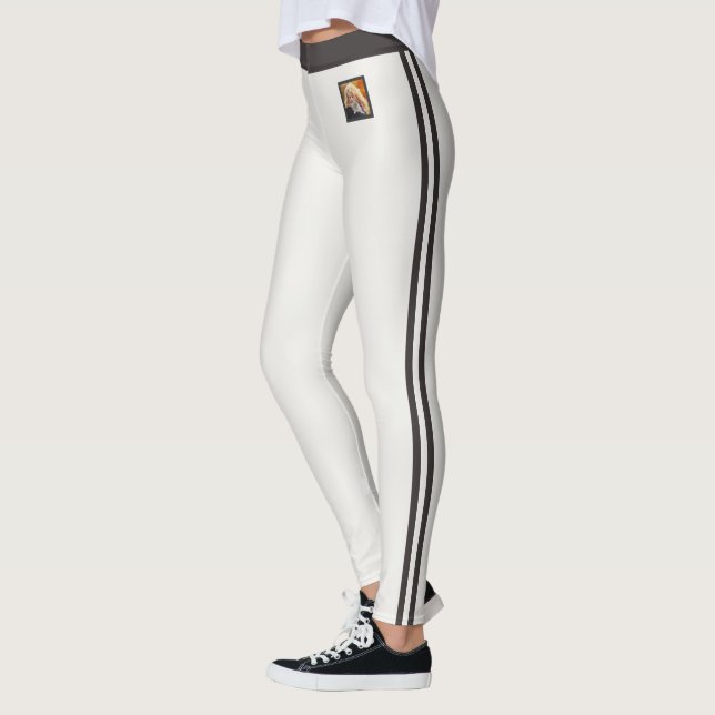 Pet Cat Mum Warm Neutral Deep Charcoal Custom Made Leggings (Left)