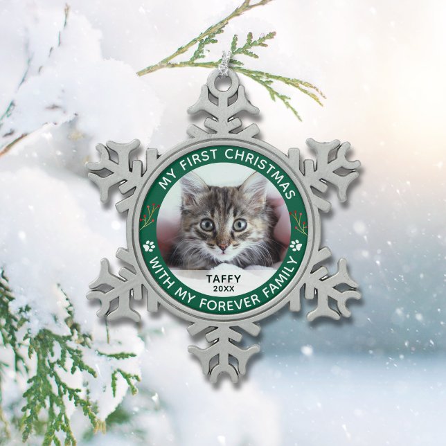 Pet Cat My First Christmas Custom Photo Ornament (Creator Uploaded)